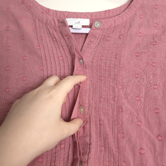 J.JILL‎ Swissdot Popover Roundneck Babydoll Mauve Pink Blouse Mp - Picture 6 of 8